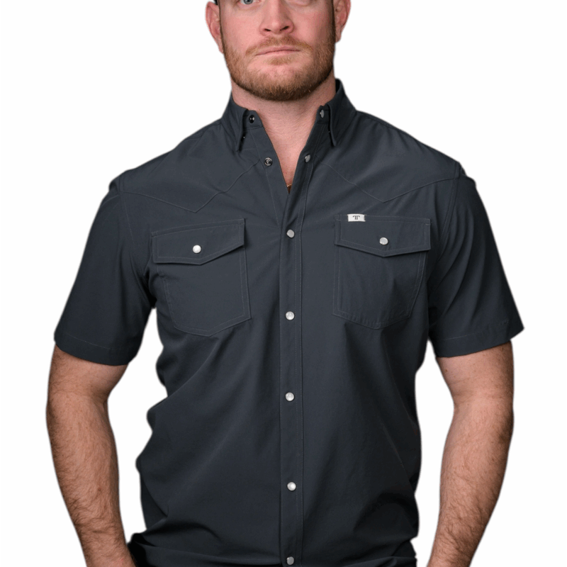 Men's Ferrell Brand Core Grey Short Sleeve Snap Shirt FSS1002336