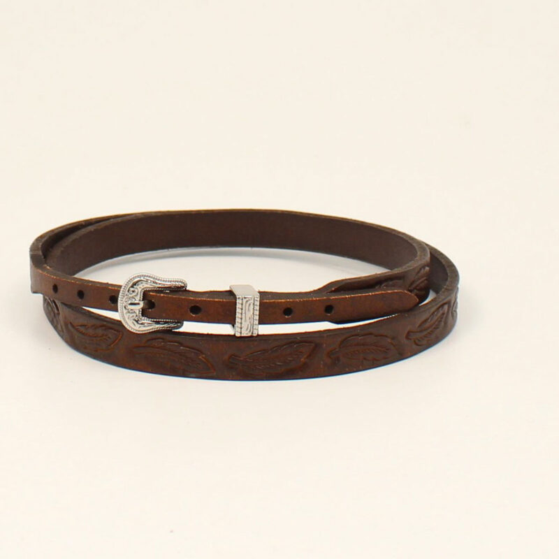 Genuine Leather Twister Brown Feather Tooled Hatband 0274402