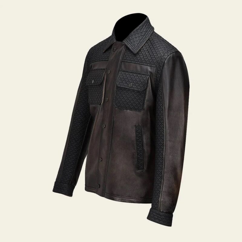 Men's Cuadra Cappucino Lambskin Leather Zipper Button Jacket JC230