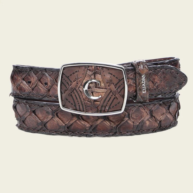 Men's Cuadra Honey Brown Pirarucu Leather Belt BC391