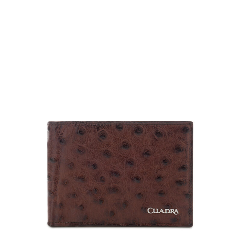 Cuadra Brown Full Quill Ostrich Bifold Wallet DU295