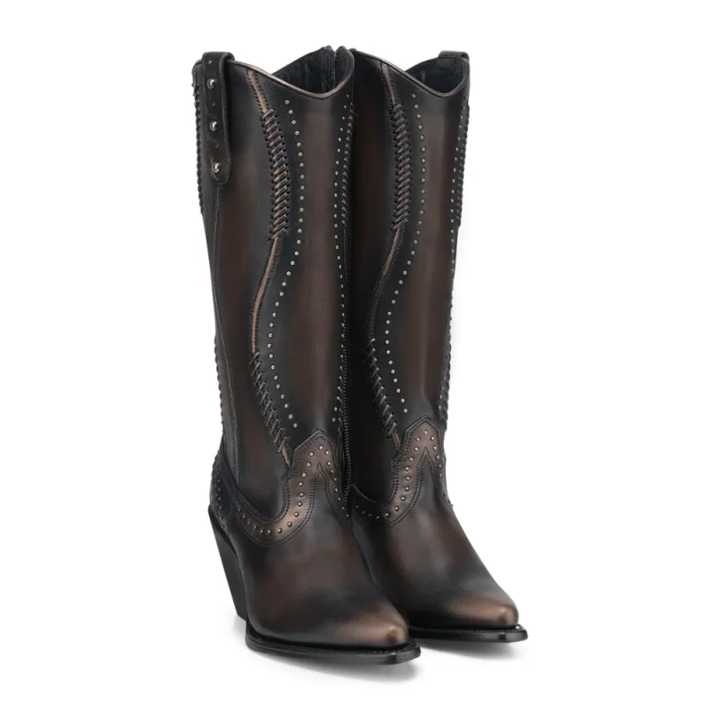 Women's Cuadra Woven & Studded Tall Chocolate Brown Western Boots CC260