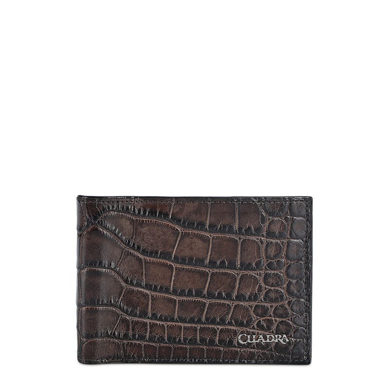 Cuadra Genuine Chocolate Alligator Bifold Wallet DU713