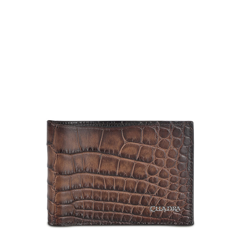 Cuadra Genuine Honey Alligator Bifold Wallet DU712
