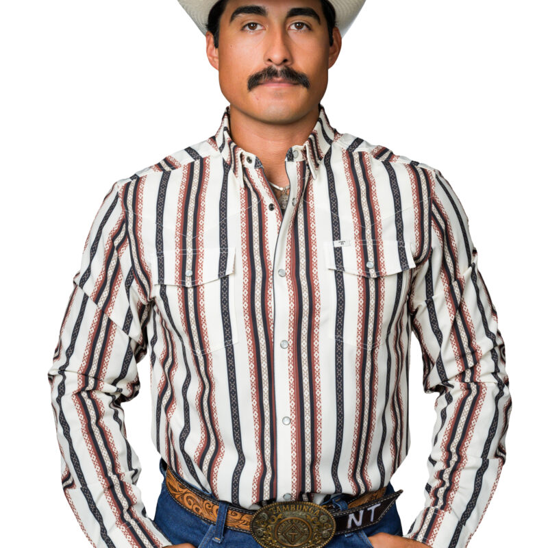 Men's Ferrell White Multicolor Snap Shirt FPL1026067