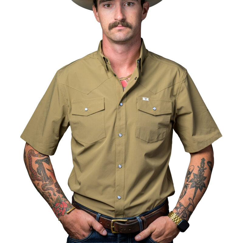 Men's Ferrell Khaki Pearl Snap Shirt FSS1002333