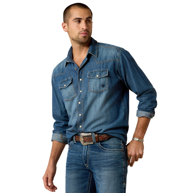Men's Ariat Denim Retro Western Snap Shirt 10033464