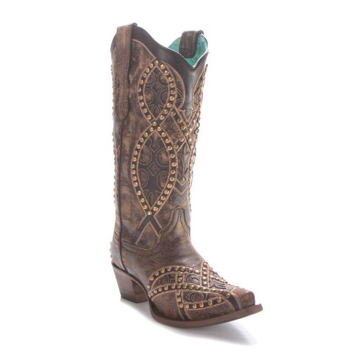Women's Corral Studded Overlay Western Boots E1513